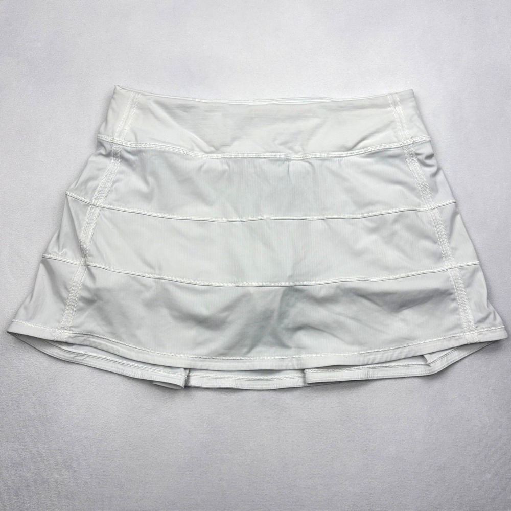 Lululemon Pace Rival Skirt Womens 6 White Pleated Tennis Golf Run Skort W8ABST